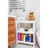 Minty Life Tekerlekli Vesken Raf Ünitesi 3 Katlı Banyo Rafı Mutfak Rafı Servis Sehpası Organizer (BEYAZ)