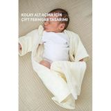 Minuche%100 Pamuk Bebek Uyku Tulumu - Elyaf Dolgulu ve Kolay Alt Değiştirme İçin Çift Fermuarlı (Krem, 6-9 Ay)