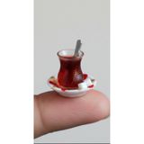 Minyatür Dünyam 2 ADET MİNYATÜR ÇAY BARDAĞI ŞEKERLİ MODELİ TELEFON SÜSÜ