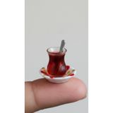 Minyatür Dünyam 2 Sade Çay - Minyatür Çay Telefon Süsü