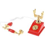 Minyatür Metal Kırmızı Telefon Bebek Evi Çocuk Oyuncakları