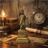 Minyatür Özgürlük Anıtı Heykeli, Metal Döküm, Bronz Finish, 21 Cm, Usa Yazılı Detaylı Kaide - 0 - Siyah - Option-1