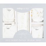 Minycenter Unisex Kaz Nakışlı Hastane Çıkış Seti Yenidoğan-3 Ay Ekru - 0 - 3 Ay