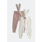 Minytrendy 2'li Set Kız Erkek Bebek 4 Mevsim Çapraz Askılı Esnek Triko Bebek Tayt Pantolon Yenidoğan Tulum