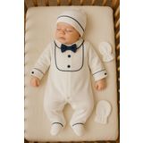 Minytrendy Erkek Bebek Yenidoğan Tulum Özel Gün Hastane Çıkışı Takım Şapka & Eldiven Set Bebek Mevlüt Hediyelik