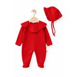 Minytrendy My First Christmas Yenidoğan Yılbaşı Konsept Noel Şapkalı Tulum Kız Bebek Hediyelik Kıyafet Kırmızı
