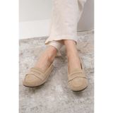 Mio Gusto Capri Hakiki Süet Bej Renk Kadın Loafer Ayakkabı