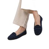 Mio Gusto Capri Hakiki Süet Lacivert Renk Kadın Loafer Ayakkabı
