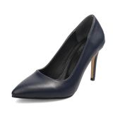 Mio Gusto Elora Hakiki Deri Lacivert Stiletto