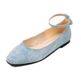 Mio Gusto Wilma Mavi Renk Taşlı Denim Babet