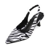 Mio Gusto Winola Beyaz Zebra Desenli Topuklu Kadın Ayakkabı