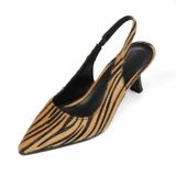 Mio Gusto Winola Taba Zebra Desenli Topuklu Kadın Ayakkabı