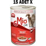 Mio Kedi Konserve - Yaş Mama - 400 gr Kedi - Dana etli x 15 Adet