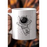 Mio Life Astronot Uzay Temalı 330ML Baskılı Beyaz Seramik Kupa Bardak - 100 Adet