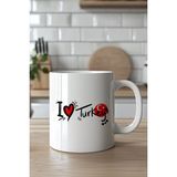 Mio Life I Love Turkey Desenli 330ML Baskılı Beyaz Seramik Kupa Bardak - 100 Adet