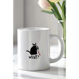 Mio Life Kara Kedi Figürlü 330ML Baskılı Beyaz Seramik Kupa Bardak - 100 Adet