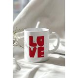 Mio Life Love Temalı 330ML Baskılı Beyaz Seramik Kupa Bardak - 100 Adet
