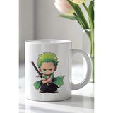 Mio Life One Piece Roronoa Zoro Tasarımlı 330ML Baskılı Beyaz Seramik Kupa Bardak - 100 Adet