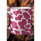 Mio Life Pembe Leopar Desenli 330ML Baskılı Beyaz Seramik Kupa Bardak - 100 Adet