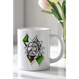 Mio Life Rick And Morty Tasarımlı 330ML Baskılı Beyaz Seramik Kupa Bardak - 100 Adet