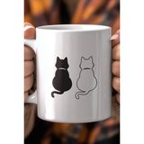 Mio Life Sevimli Kedi Desenli 330ML Baskılı Beyaz Seramik Kupa Bardak - 100 Adet