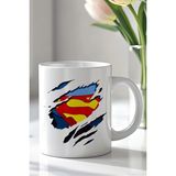 Mio Life Superman Tasarımlı 330ML Baskılı Beyaz Seramik Kupa Bardak - 100 Adet