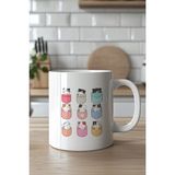 Mio Life Tatlı Kedi Desenleri 330ML Baskılı Beyaz Seramik Kupa Bardak - 100 Adet