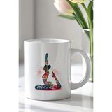 Mio Life Yoga ve Meditasyon Temalı Sanatsal 330ML Baskılı Beyaz Seramik Kupa Bardak - 100 Adet