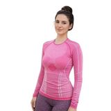 MioFit Kadın Pro Dry Fit Uzun Kollu Dikişsiz Spor Tişört Gri-Pembe M-L | Nefes Alabilen