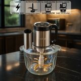 Mioji MX20 1200W 5 Litre Büyük Cam Hazneli Et Kıyma Makinesi Sebze Rondo Blender Doğrayıcı - Inox