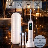 Mioji Oral B8 Care Şarj Edilebilir Diş Fırçası Beyaz + 3 Yedek Başlık ve Taşıma Çantası Hediye