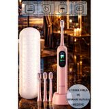 Mioji Oral B8 Care Şarj Edilebilir Diş Fırçası Pembe + 3 Yedek Başlık ve Taşıma Çantası