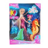 MIOKIDZFUN Prenses Denizkızı Bebek Oyun Seti, 30,48 cm Moda Elbise Bebek, 10,16 cm Küçük Denizatı Figürü ve Aksesuarları, Kız Çocuklar için Deniz Kızı Oyuncakları Hediyeler 3 4 5 6 7 8 Yaş