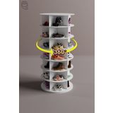 Mionte Flat-Pack 360° Dönen Ayakkabı Rafı, Dönen ayakkabı raf kulesi, Orijinal 7 katmanlı, 35 çiftten Fazla Ayakkabı