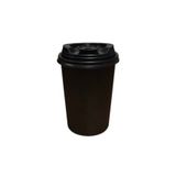 Miopack Karton Kağıt Bardak 14oz 410ml Ekstra Kalın Siyah Kapaklı 50 Adet