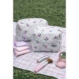 MIORA BAG Lila Kiraz Desenli Makyaj ve Ped Çantası-2'li Takım