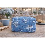 MIORA BAG Mavi Çiçek Desenli Makyaj Çantası-Düzenleyici&Seyahat Çantası