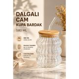 MİORA HOME BAMBU KAPAKLI CAM PİPETLİ KUPA BARDAK
