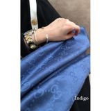 Miorel Scarfs G Desen Çift Taraflı Kaşmir İpek Şal 4 Mevsim Soft Pamuklu Şal İndigo