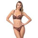 miorre Dolgusuz Dantelli Taş Detaylı Leopar Desenli Sütyen Takım,Leopar 85B