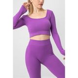 Miorre Doremi Seamless Straplez Uzun Kollu Fitilli Büstiyer - Mürdüm - S - M