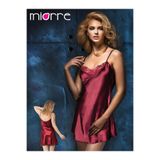 miorre İnce Askılı Güpürlü Mini Saten Gecelik,K.Somon Xl/2Xl