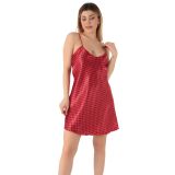 Miorre İnce Askılı Mini Saten Gecelik-336 BORDO S-M