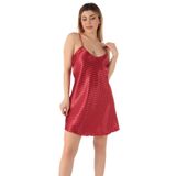 miorre İnce Askılı Mini Saten Gecelik,Kırmızı M,33166035