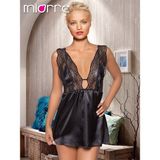 Miorre Kalın Askılı Dantelli Mini Saten Gecelik - XL - 2XL - Burganya