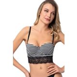 Miorre Push-Up Dolgulu Çizgili Dantelli Büstiyer SİYAH ÇİZGİLİ 80