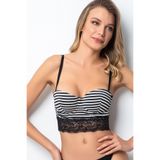 miorre Push-Up Dolgulu Çizgili Dantelli Büstiyer,Siyah Çizgili M