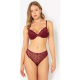 Miorre Push-Up Dolgulu Dantel Bordo Sütyen Takım