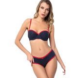Miorre Push-Up Dolgulu Straplez Puantiyeli Sütyen Takım LACİVERT 80