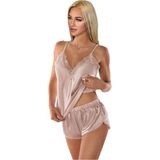 Miorre Saten Şortlu Takım - L-XL - Pembe